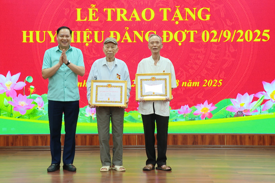 Đảng bộ xã Bình Mỹ trao Huy hiệu Đảng đợt 2/9